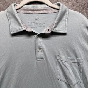 Free Fly Shirt Mens‎ XL Blue Polo Performance Bamboo Short Sleeve Casual